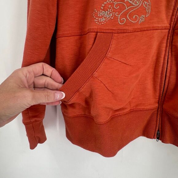 Royal Robbin’s Women’s Full Zip Sweatshirt SZ L Embroidered Pumpkin Spice Orange - Picture 3 of 12